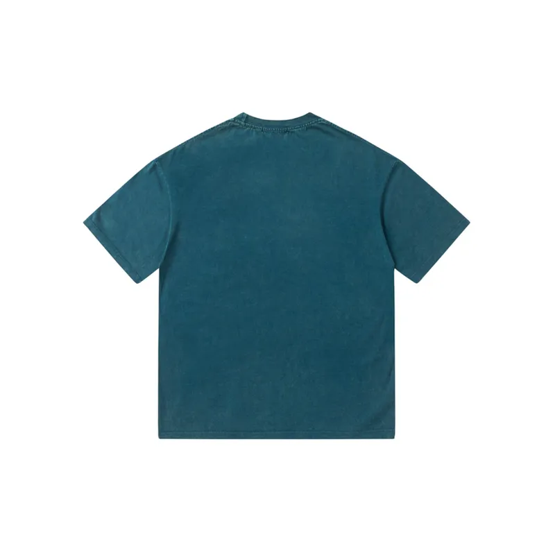 Retro Loose Washed Spray T Shirt-9