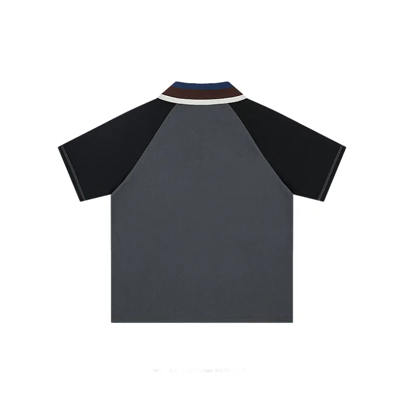 Casual Contrast Color Cotton Blended Fabric Polo-1