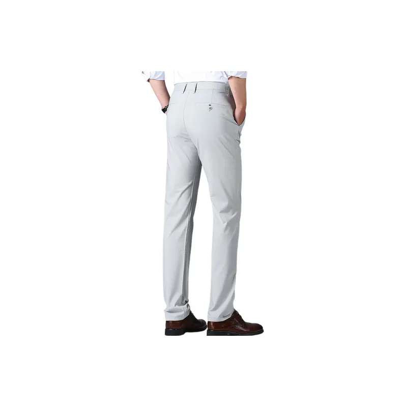 Fashionable Plain Cotton Suit Trousers-17