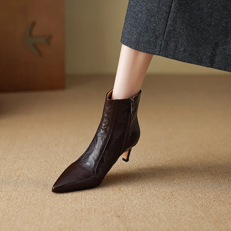 Elegant Plain Zipper Ankle Boots-3