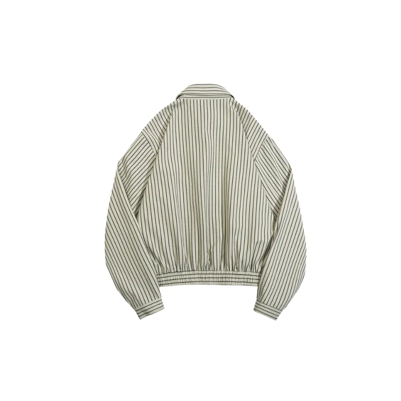 Retro Loose Workwear Striped Jacket-1