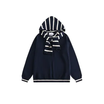 Retro Contrast Color Fake Two piece Loose Crewneck Knitted Sweater