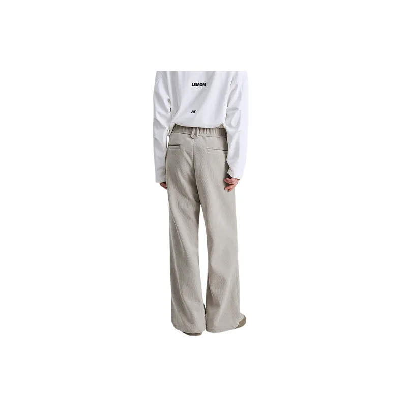 Loose Simple Blended Synthetic Fabrics Casual Pants-5