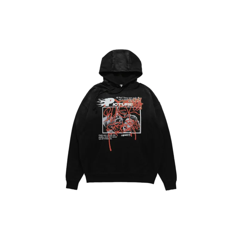 New Fashion Brand Wash Old Diablo Retro Printed Hoodie