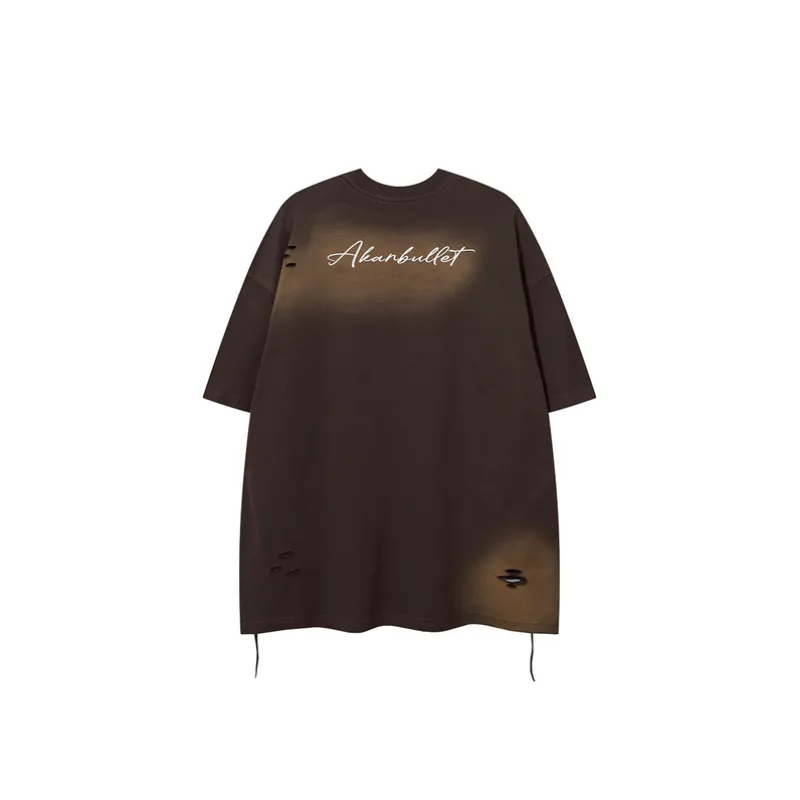 Retro Hip Hop Ink Splashed Print T Shirt-1