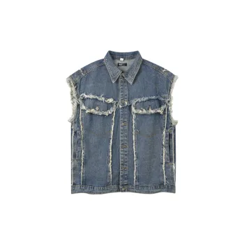 Zipper Denim Loose Vest