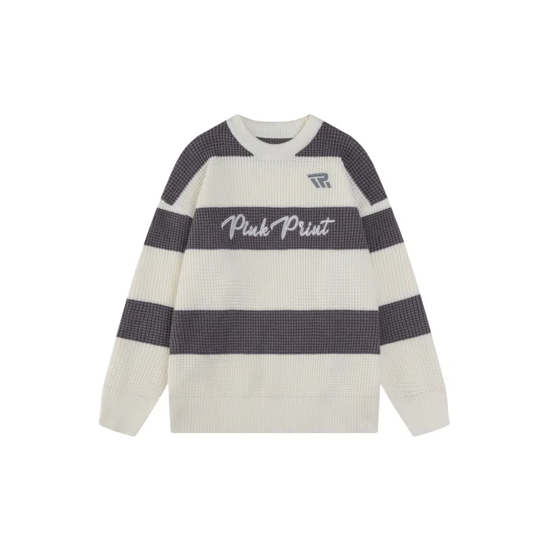 Striped Loose Cotton Blended Fabric Sweater-2