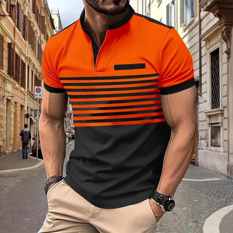 Fashionable Prin Cotton Blended Fabric Polo-8