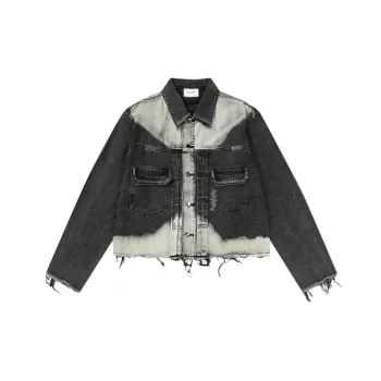 Trendy Loose Washed Fur edged Denim Jacket
