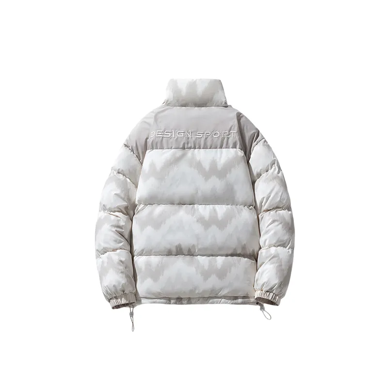 Fabric Snow Mountain Pattern Embroidered Vertical Collar Thickened Cotton Coat-1