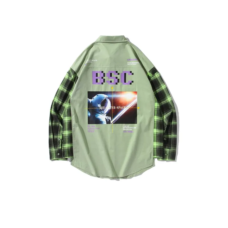 Astronaut Print Plaid Trendy Shirt-0