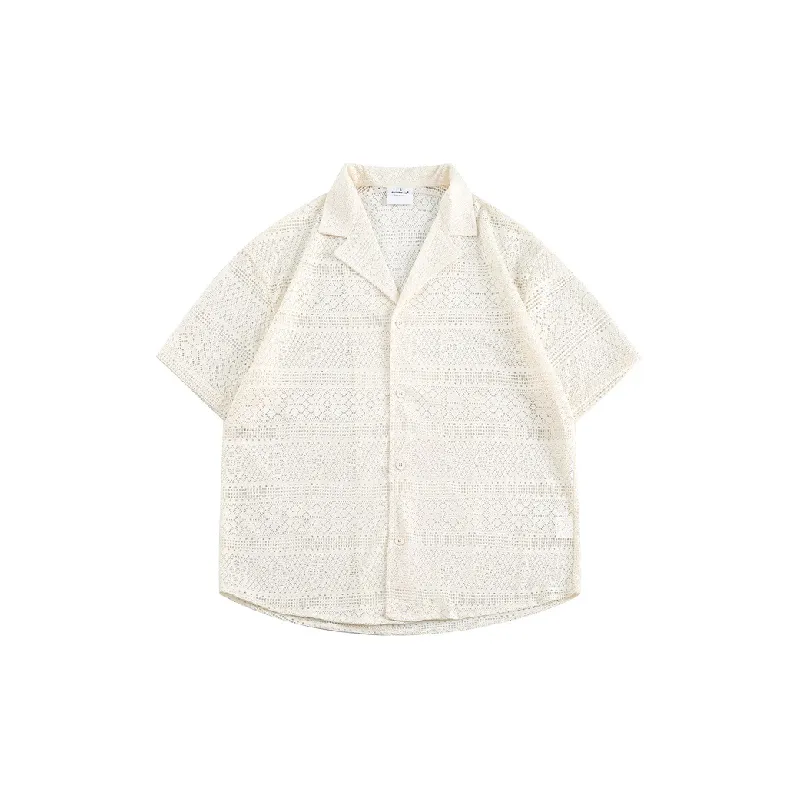 Hollow Out Loose Blended Synthetic Fabrics Shirt Unisex-0