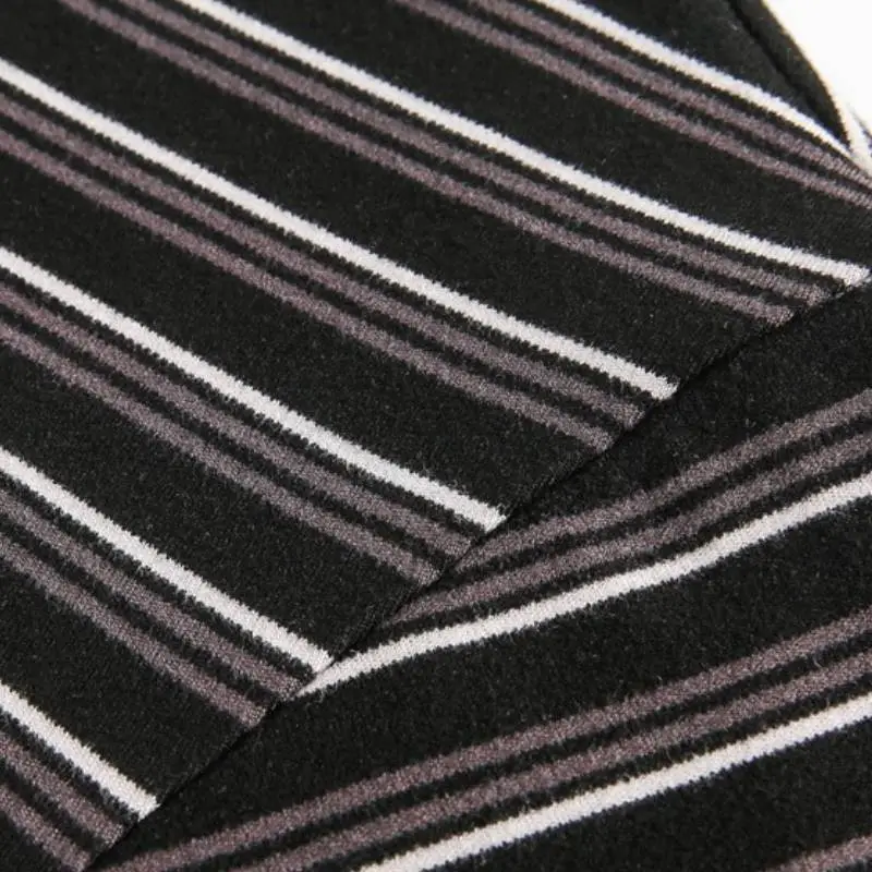 Retro Striped Blended Synthetic Fabrics T Shirt-4