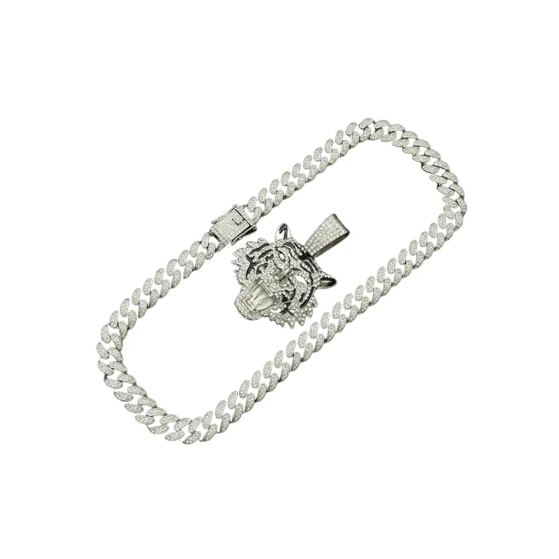 Three Dimensional Full Diamond Pendant Necklace