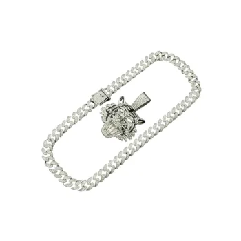 Three Dimensional Full Diamond Pendant Necklace