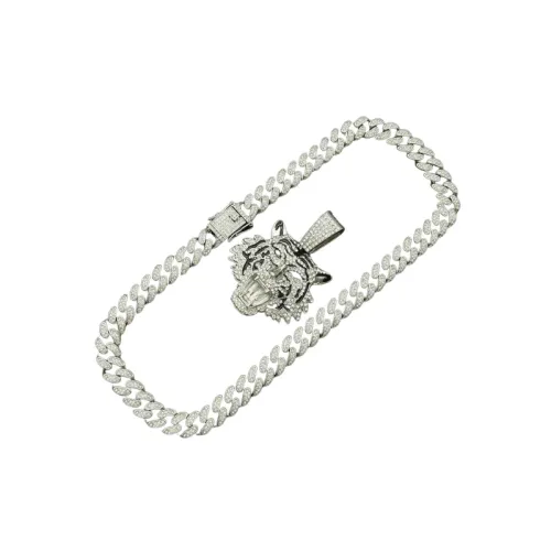 Three Dimensional Full Diamond Pendant Necklace