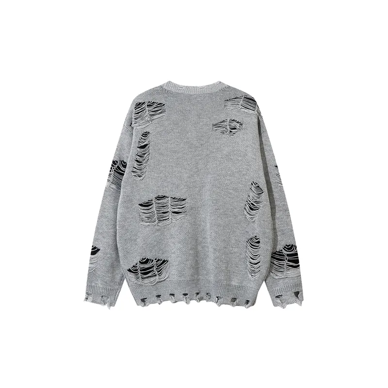 Zipper Ripped Sweater-3