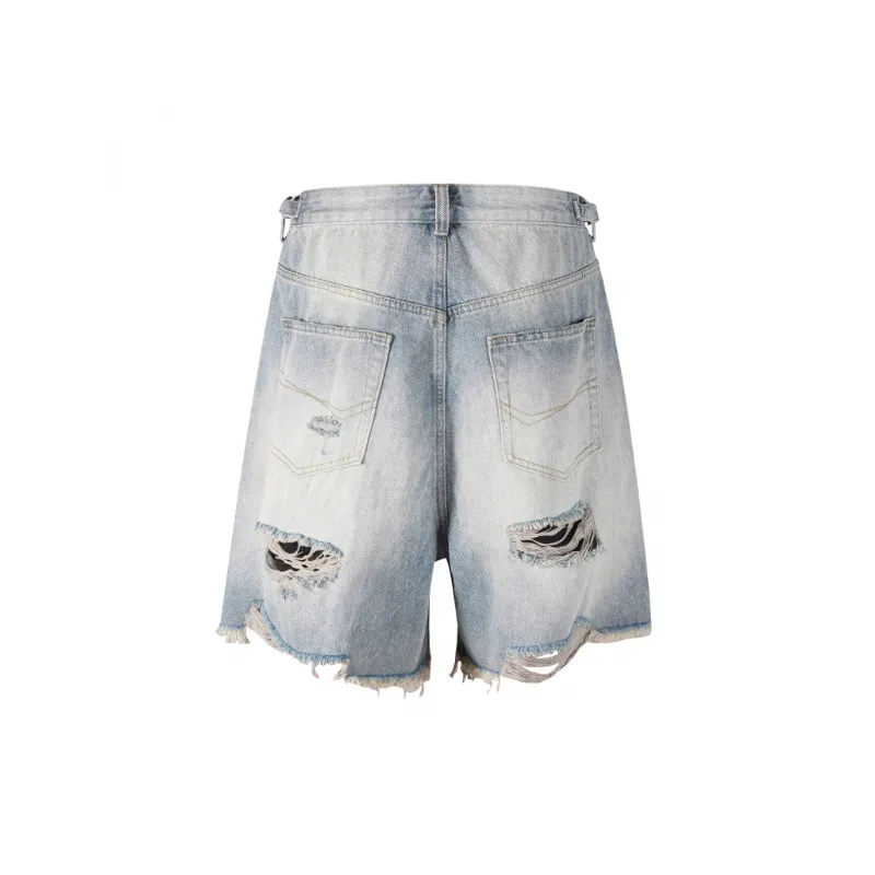 Casual Straight Leg Denim Shorts-1