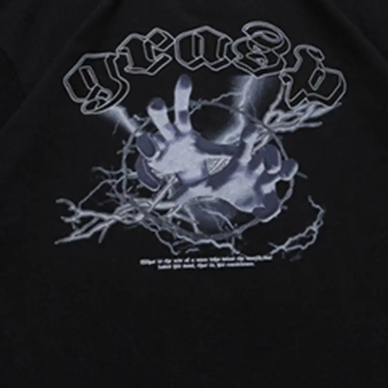 Retro Dark Style Loose Print T Shirt-5