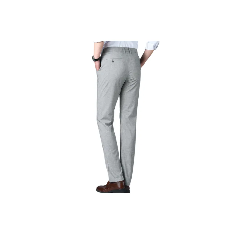 Fashionable Plain Cotton Suit Trousers-3