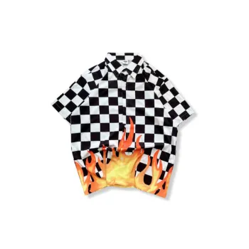 Retro Plaid Flame Short Sleeve Shirt