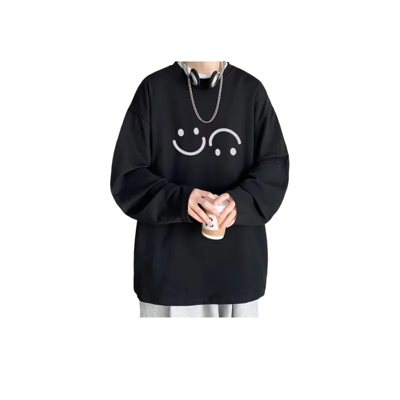 Versatile Smiley Face Long Sleeve T Shirt-0