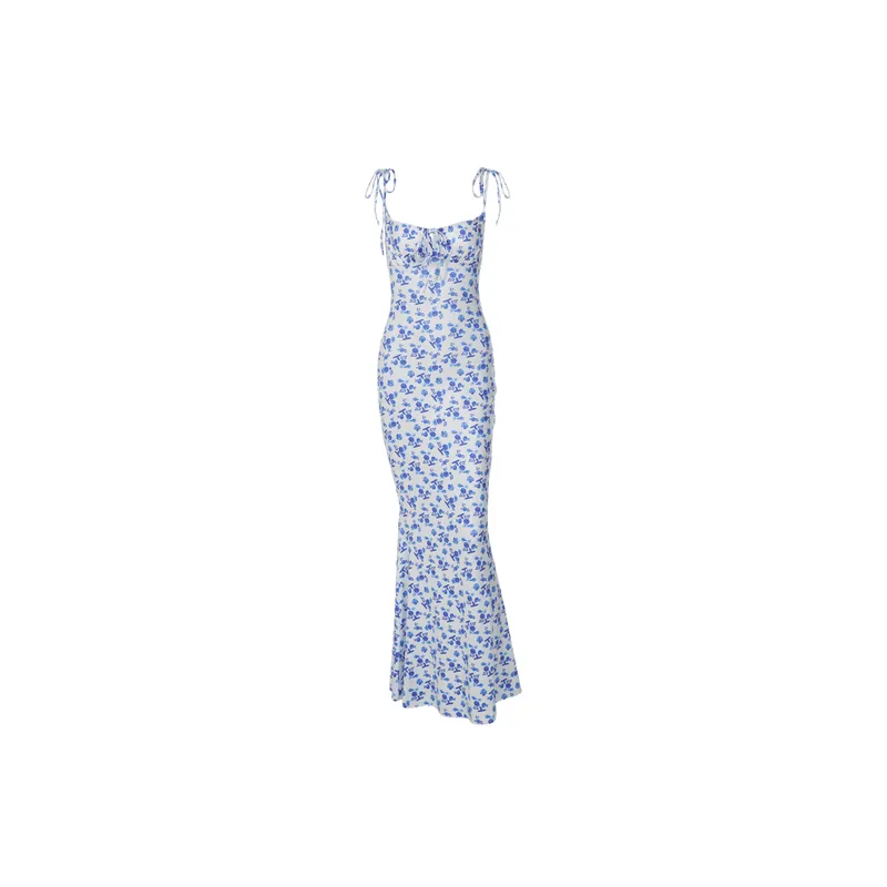 Casual Ditsy Flora Blended Synthetic Fabrics Slip Dress Women-0