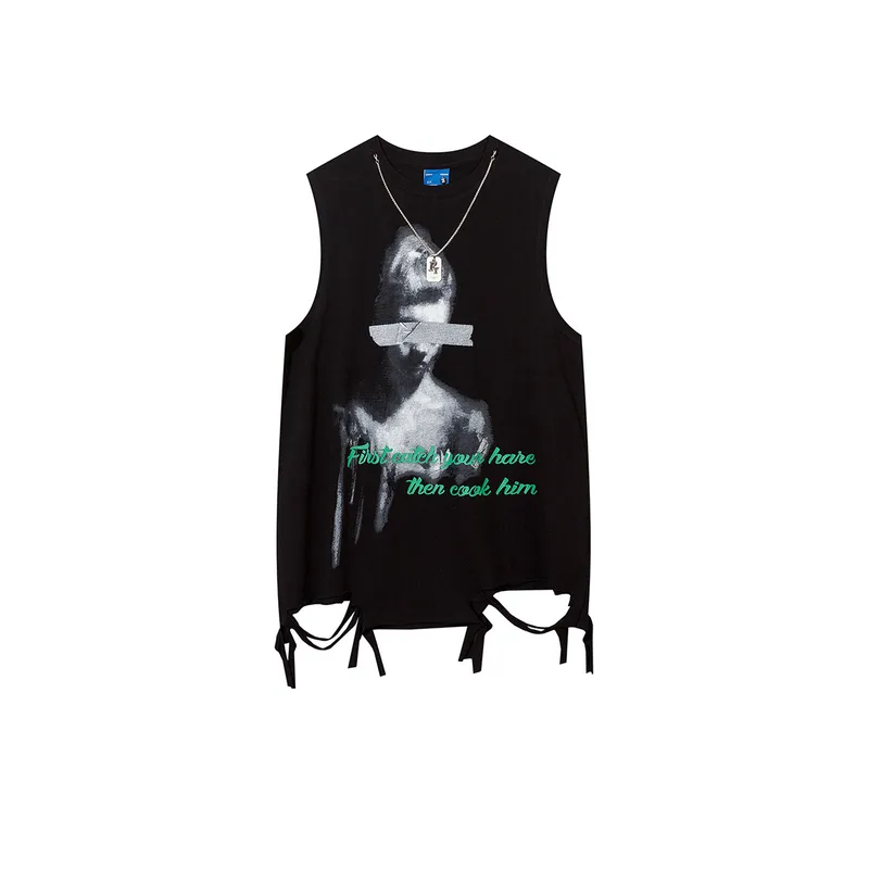 Loose Abstract Printing Vest-0