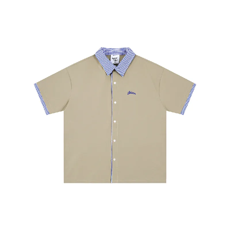 Preppy Plaid Blended Synthetic Fabrics Shirt-0