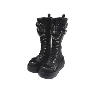 Punk Sequins Mid Calf Boots