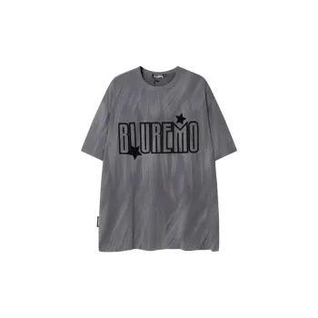 Brush Paint Letters Retro Round Neck Short Sleeve T Shirt