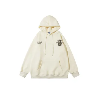 Letter Printed Fleece lined Loose Hoodie