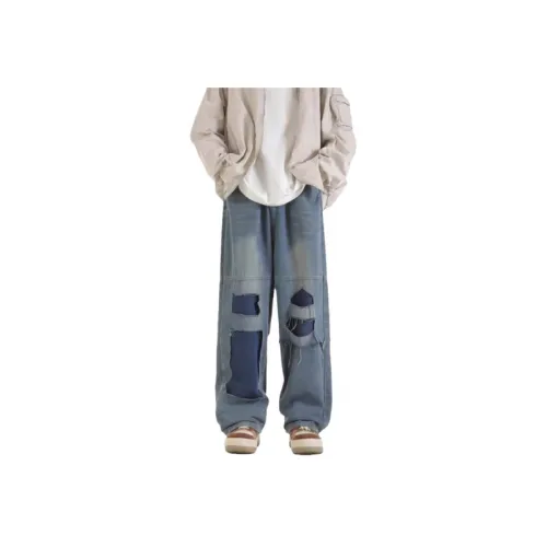 Hip-Hop Loose Ripped Patch Jeans