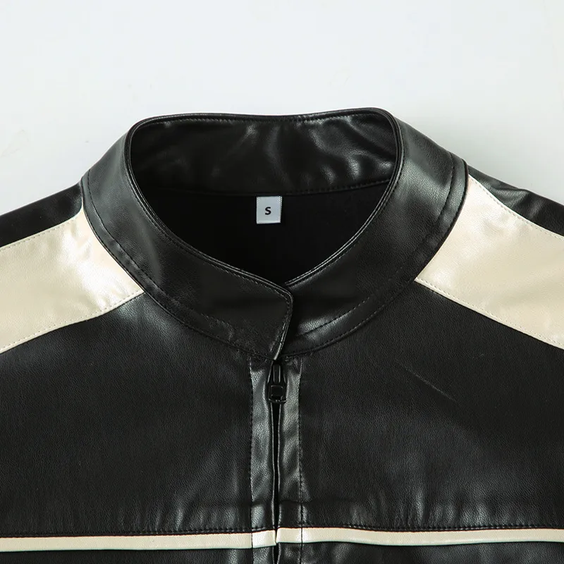 Street Zipper Leather Jacket-4