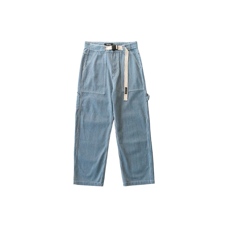 Retro Loose Vertical Striped Straight Leg Pants