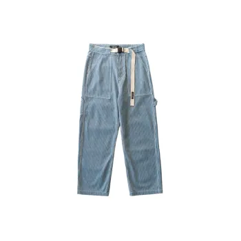 Retro Loose Vertical Striped Straight Leg Pants