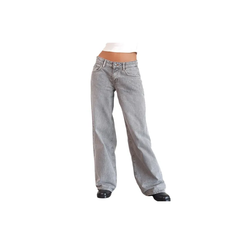 Washed Straight Leg Jeans Women-1