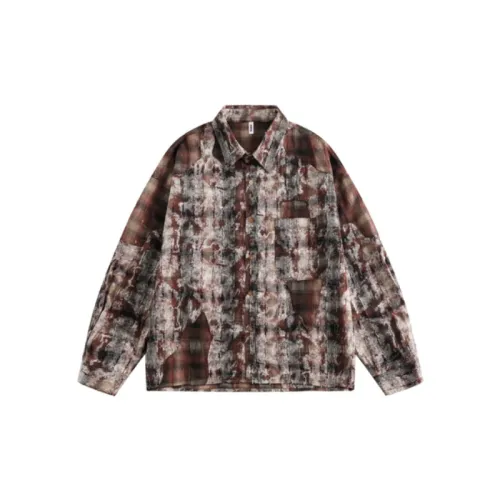Design Sense Retro Maillard Stitching Casual Long Sleeve Plaid Shirt