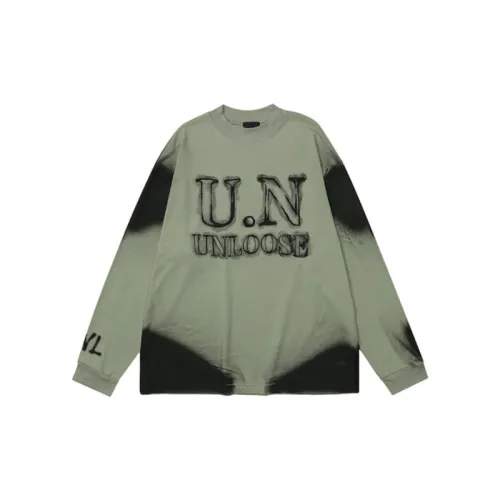 Long Sleeve Halo Dye Printed Oversize Crewneck Pure Cotton Shirt