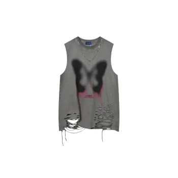Retro Butterfly Cotton Blended Fabric Vest Unisex