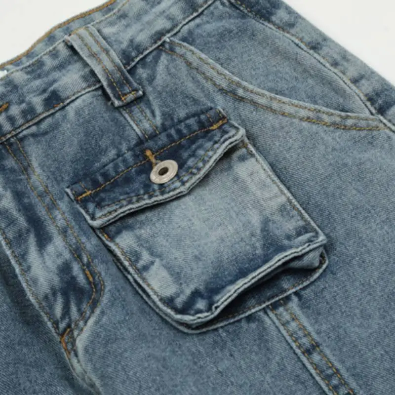 Retro High Street Simple Loose Straight Casual Jeans-7