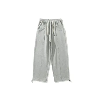 Solid Color Stitching Straight Leg Casual Pants