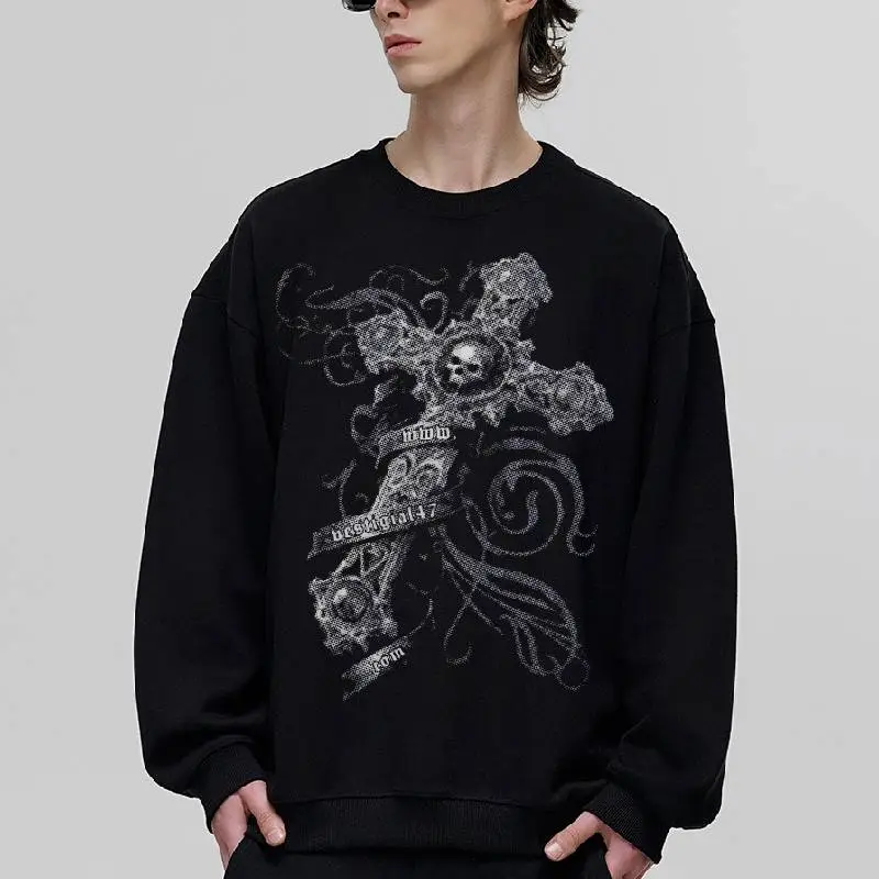 Retro Plain Printed Sweatshirt-3