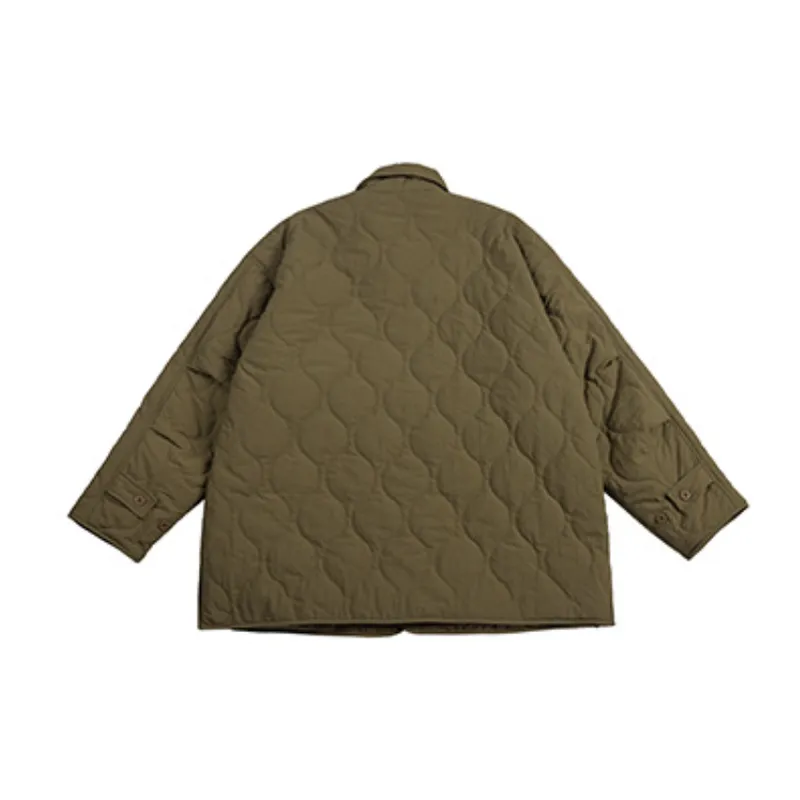 Street Loose Blended Synthetic Fabrics Quilted Jacket-1
