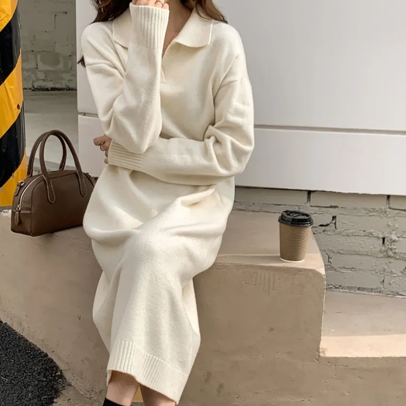 Loose Plain Dress Women-3