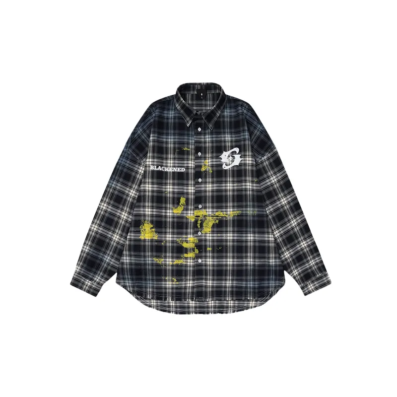 Classic Retro Long Sleeve Spray painted Shirt-0