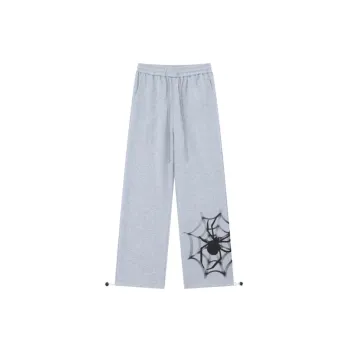 Retro Spider Printed Casual Straight Leg Trousers