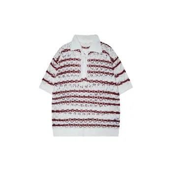 Fashion Striped Blended Synthetic Fabrics Polo