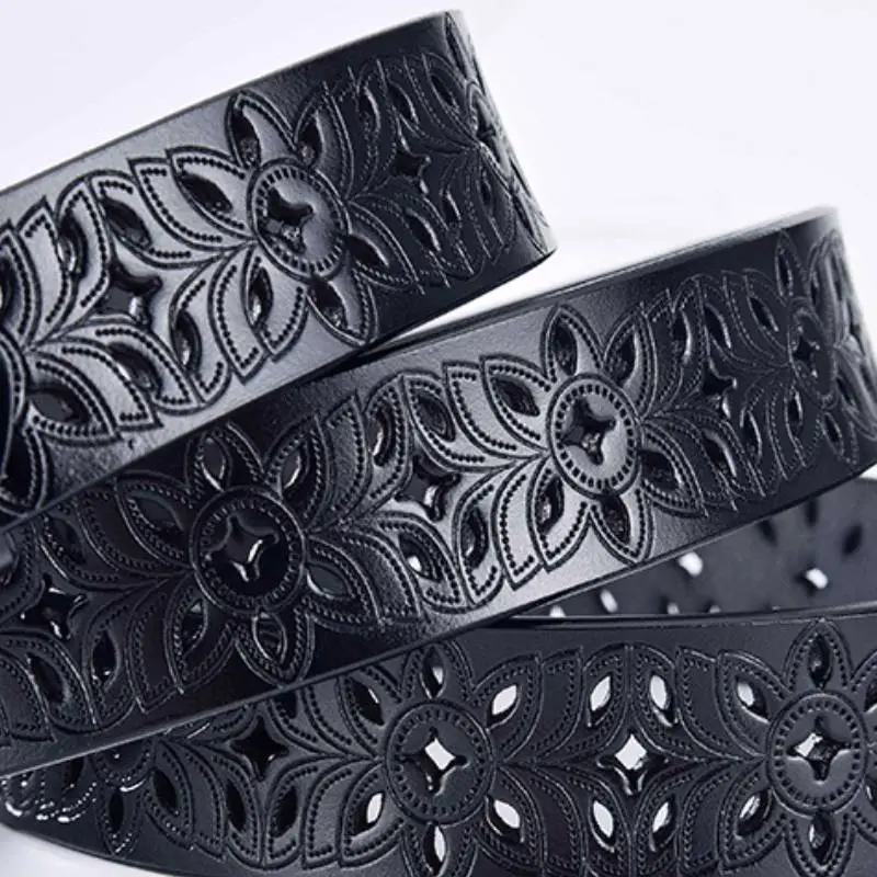 Retro Plain Leather Belt Women-5