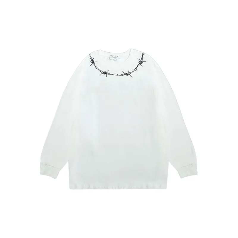 High Street Dark style Loose Long sleeved Retro Briar Nose Printed Top-0